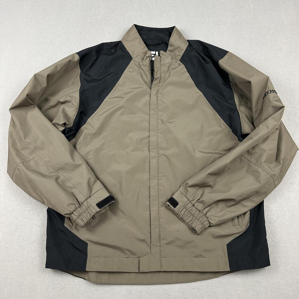 FootJoy DryJoys Jacket Men Large Beige Full Zip Golf Waterproof Windbreaker L *